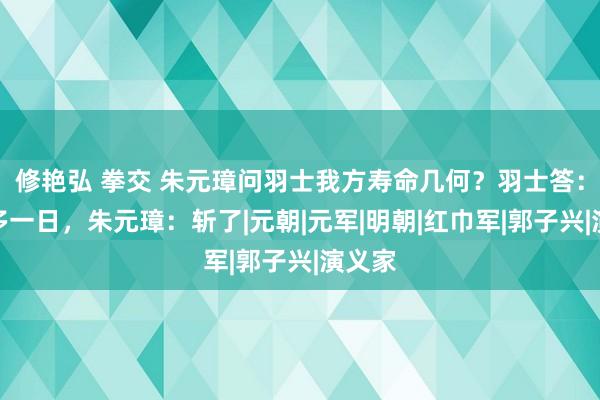 修艳弘 拳交 朱元璋问羽士我方寿命几何？羽士答：比我多一日，朱元璋：斩了|元朝|元军|明朝|红巾军|郭子兴|演义家