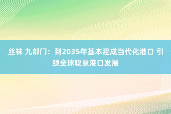 丝袜 九部门：到2035年基本建成当代化港口 引颈全球聪慧港口发展